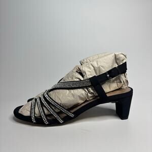 Walking Cradles Lettie Heeled Sandals in Black Micro/Crystal Rhinestone (Narrow)